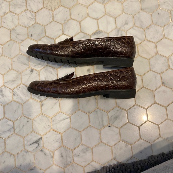Salvatore Ferragamo Dark Brown Croc-Embossed Loafers - Picture 7 of 10